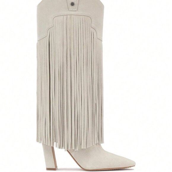 Apricot western cowgirl fringe detailed boots - Picture 4 of 6